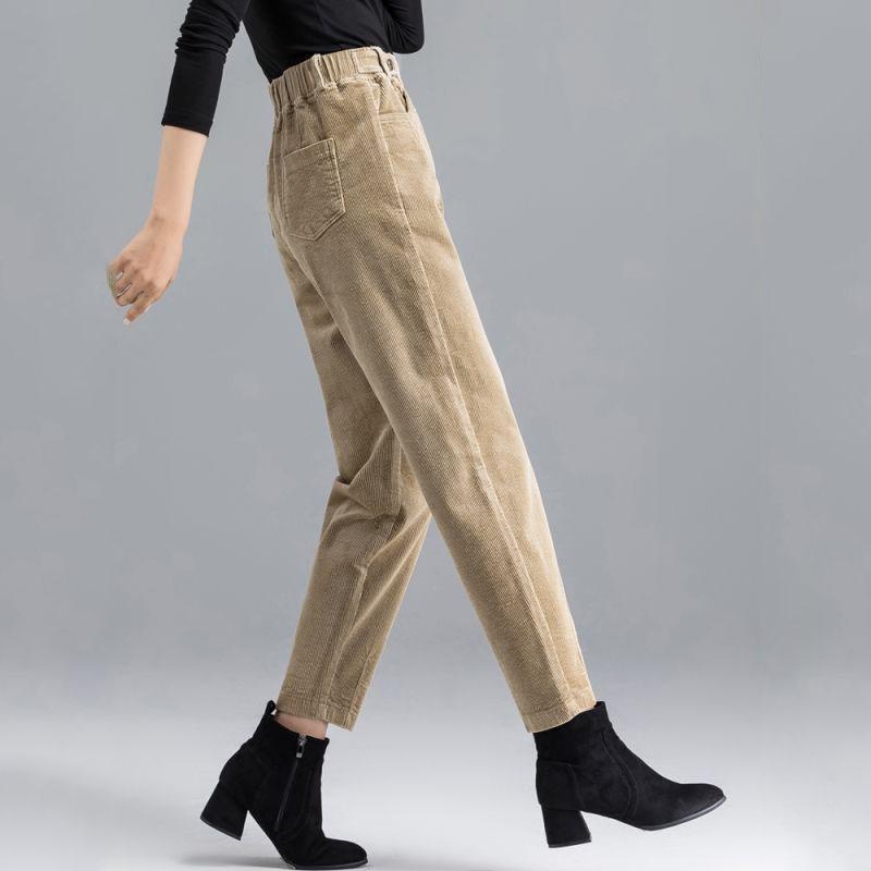 Autumn Winter Casual Straight Pants High Waist Elastic Band Korean Women Fashion Harem Trousers