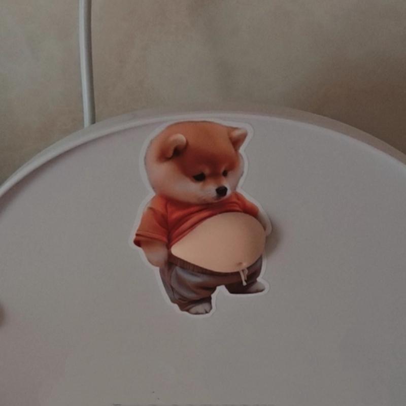 3D Shiba Inu Big Belly Sticker Cute Puppy Soft Silicone Sticker Cartoon Self-Adhesive Sticker Children'S Toy Birthday Gift