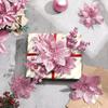 5Pcs Pink Glitter Artificial Flowers Berry Ornament Christmas Tree Decoration with Clips Stem for Xmas Home Decor Accessories