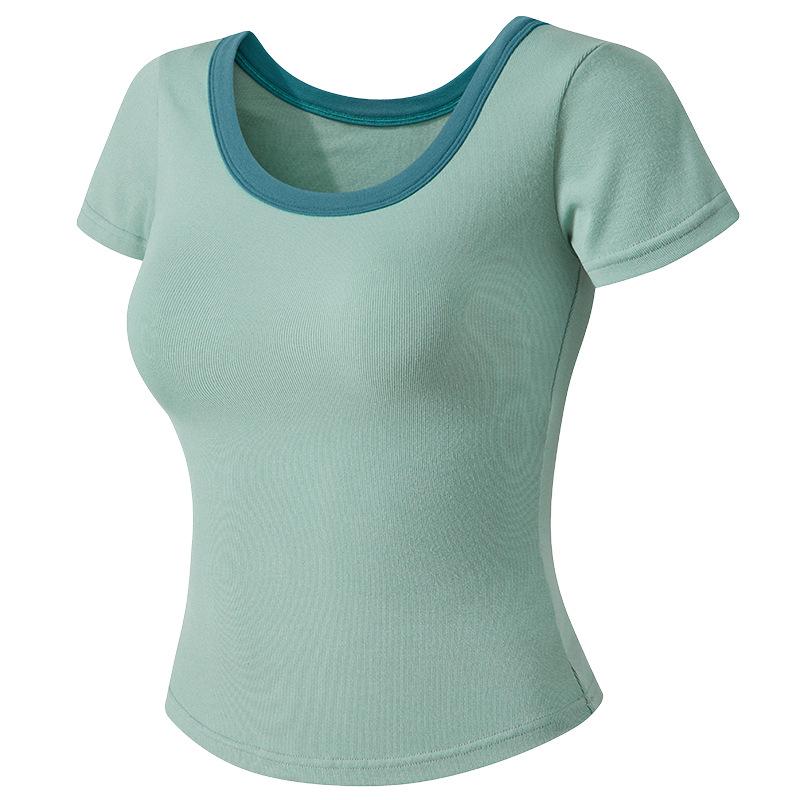 Elastic Cross-Border Yoga Wear: Soft, Thin, Short-Sleeve Sports Pilates T-Shirt, Tight-Fitting Running Top