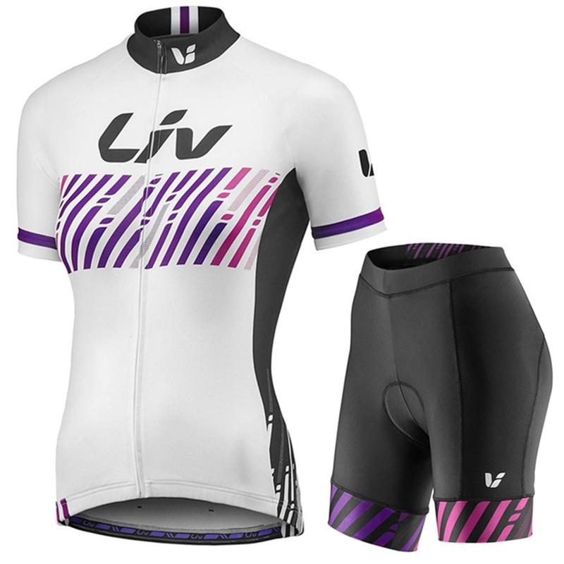 2026 Damen Sommer Kurzarm Radsportbekleidung LIV Rennrad Trikot Set Trägerhose mit Gel-Polster Sportanzug Damen Fahrradkleidung