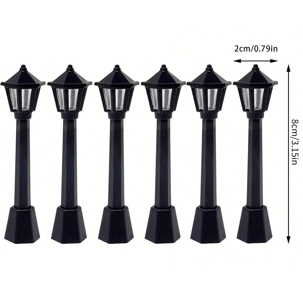 

6 шт. Миниатюрные уличные фонари Модель Железной дороги Почтовые фонари для украшения кукольного домика Микроландшафт Освещение сказочного сада