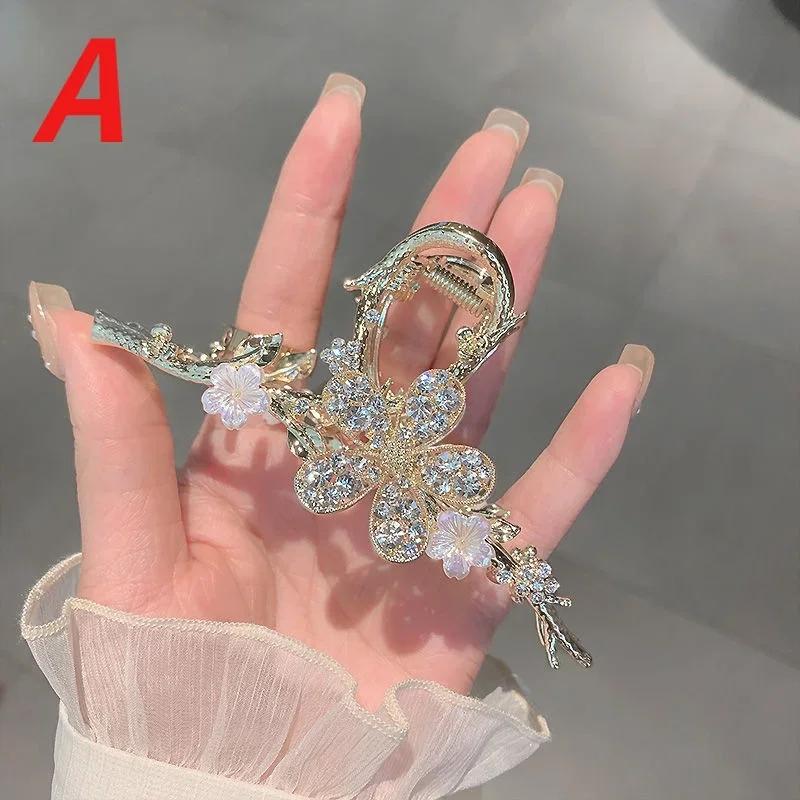 1 Pcs Metal Hair Claw Pearl Hairpins Vintage Style Silver Hair Claws Barrettes for Women Girl Hair Clip Rhinestone Accessories