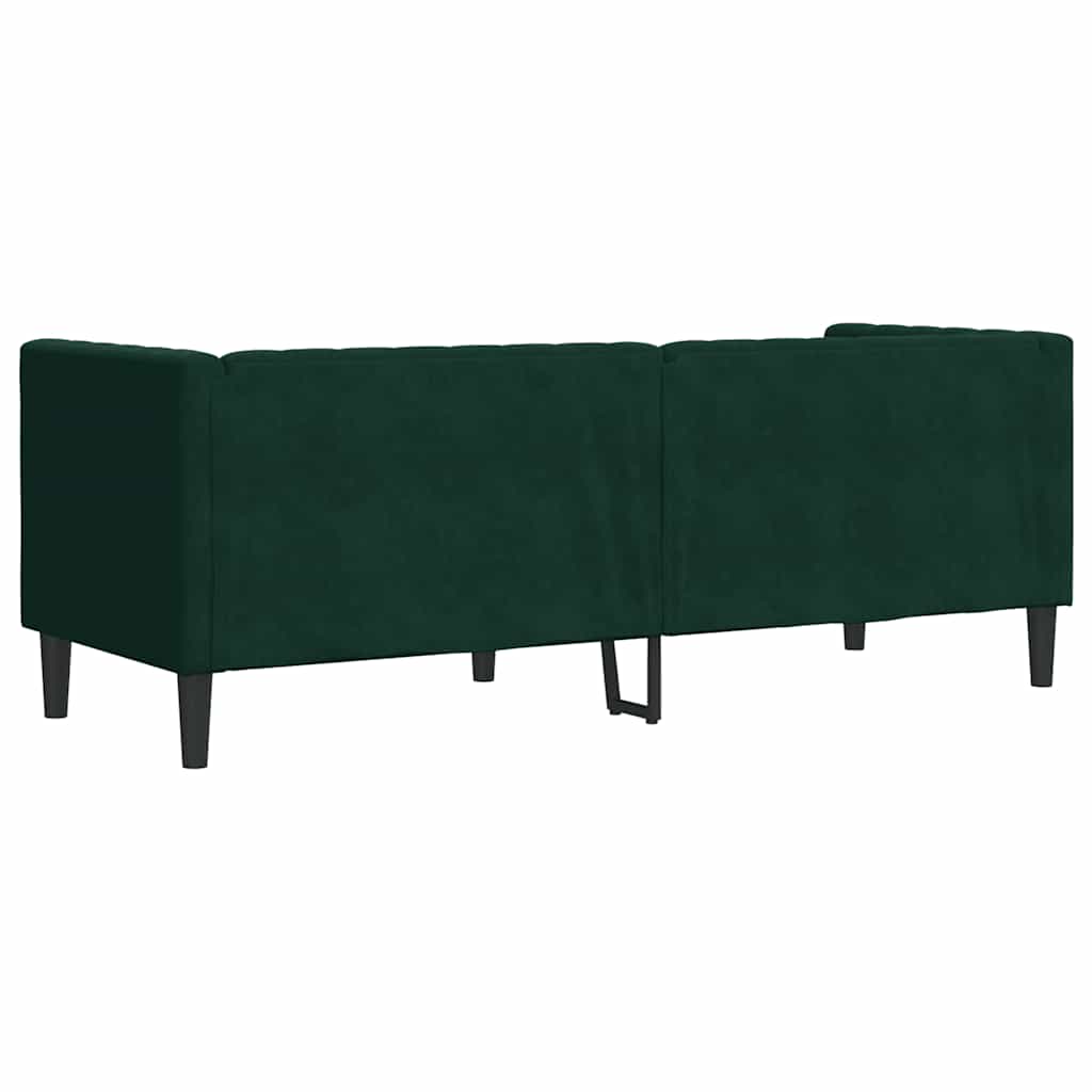 Vidaxl Chesterfield Sofa with Rollers, 3-Seater, Dark Green, Velvet