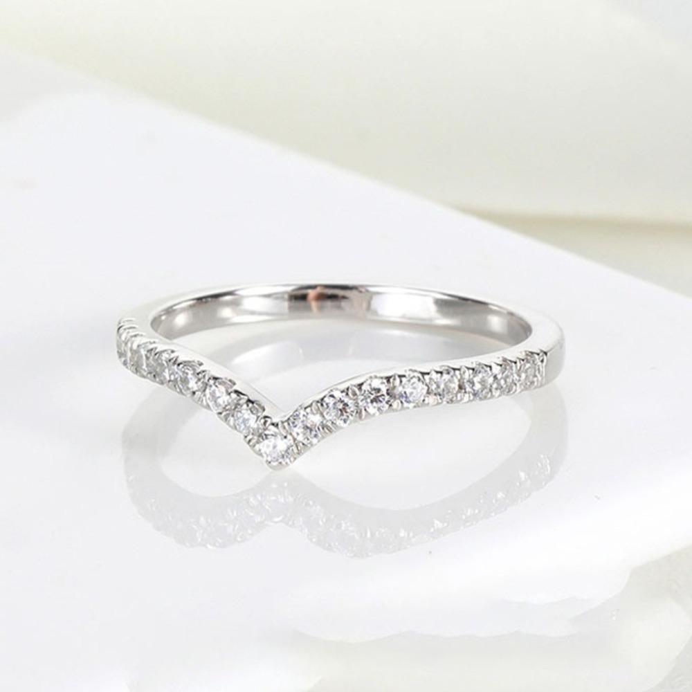 

V-образное кольцо из титановой стали с одним рядом бриллиантов для женщин, минималистичная мода, украшение на указательный палец US size 10