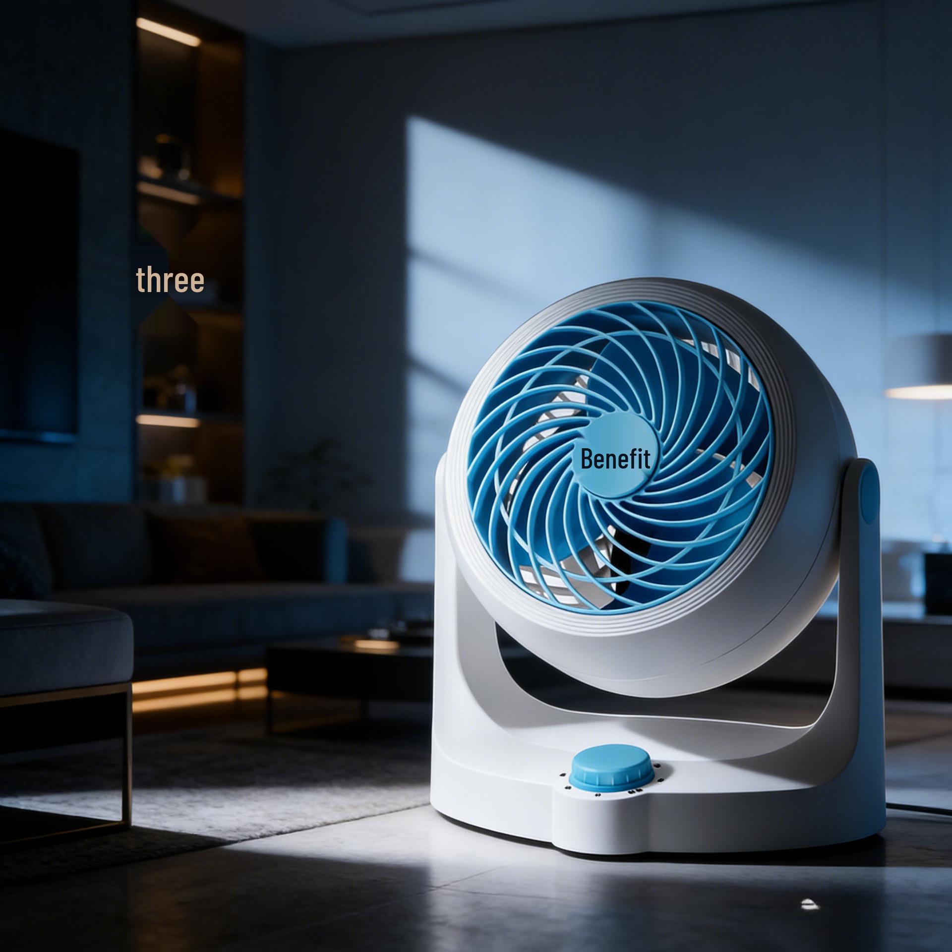 Yidu Turbine Silent Air Circulator: Powerful Household Ventilation & Cooling Fan, Black Technology, Desktop Model 1. Blue Fan