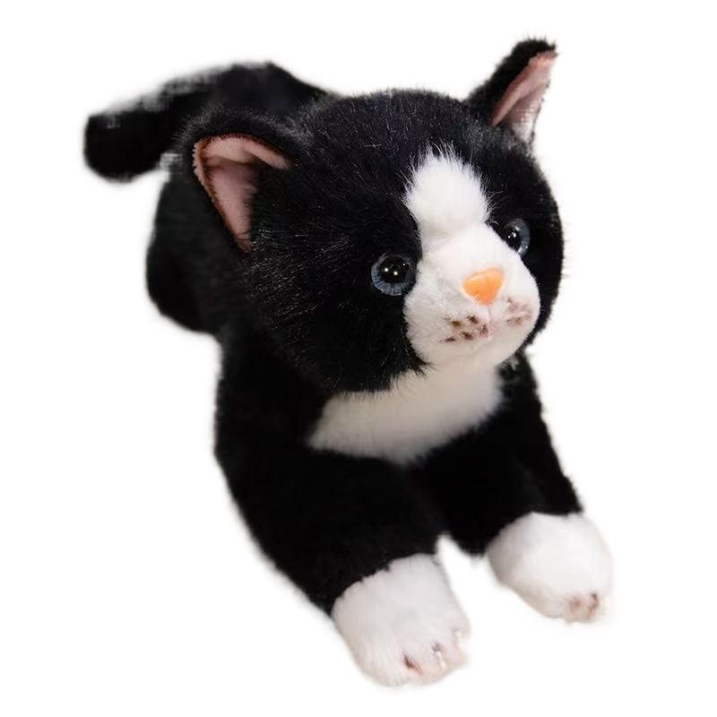 

38cm Simulation New Prone Cat Doll Stuffed Plush Toy Cartoon Anime Cute Pillow Pillow for Children s Birthday Gift Fun Doll чёрный