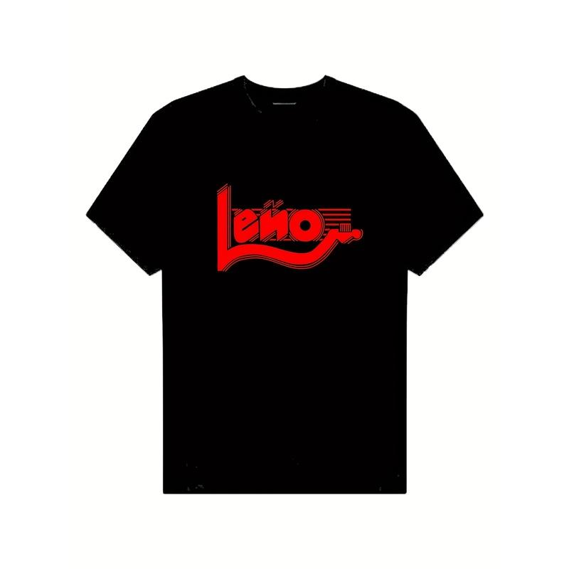 Men's & Women's Black with Red 'LENO' Graphic T-Shirt - Soft Breathable Cotton Short Sleeve Round Neck Casual Streetwear Tee, Regular Fit for
