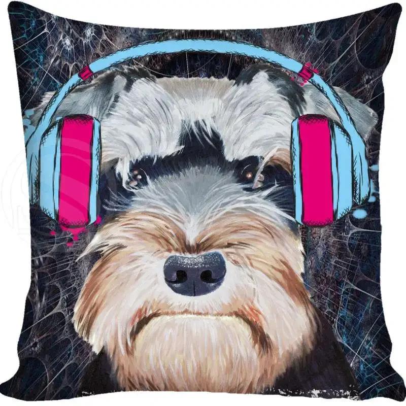 Cartoon Funny Dog Schnauzer Fashion Style Square Pillowcase Zipper