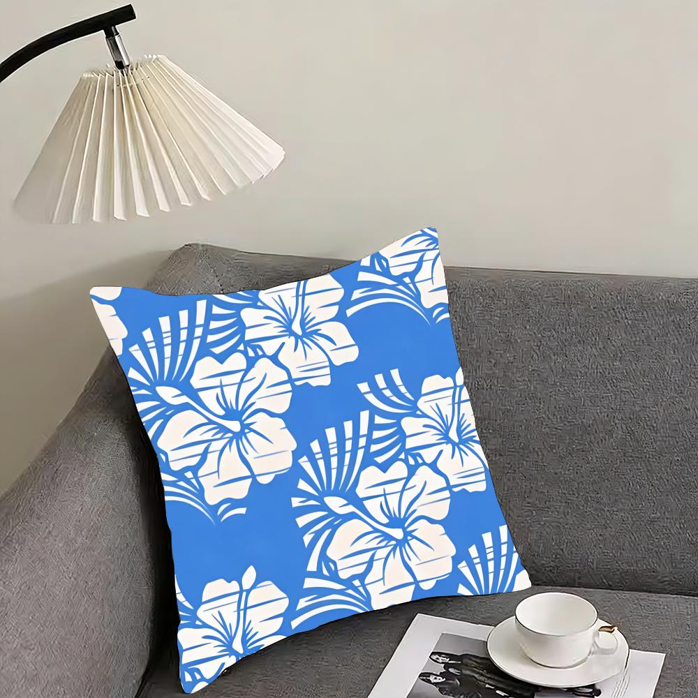 Hawaiian Flowers Cushion Cover Pillowcase Comfort Sofa Bed Silky Elegant Invisible Zipper Decorative Cushion Cover