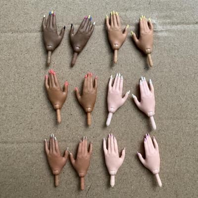 Original Big Sister Doll Replacement Hands LOLS Brown White Skin Tone Nails With Pink Green Manicure
