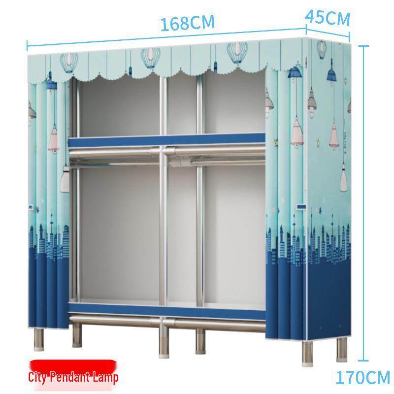 Durable Steel-Framed Wardrobe with Reinforced Fabric for Bedroom Storage, Assembly Required