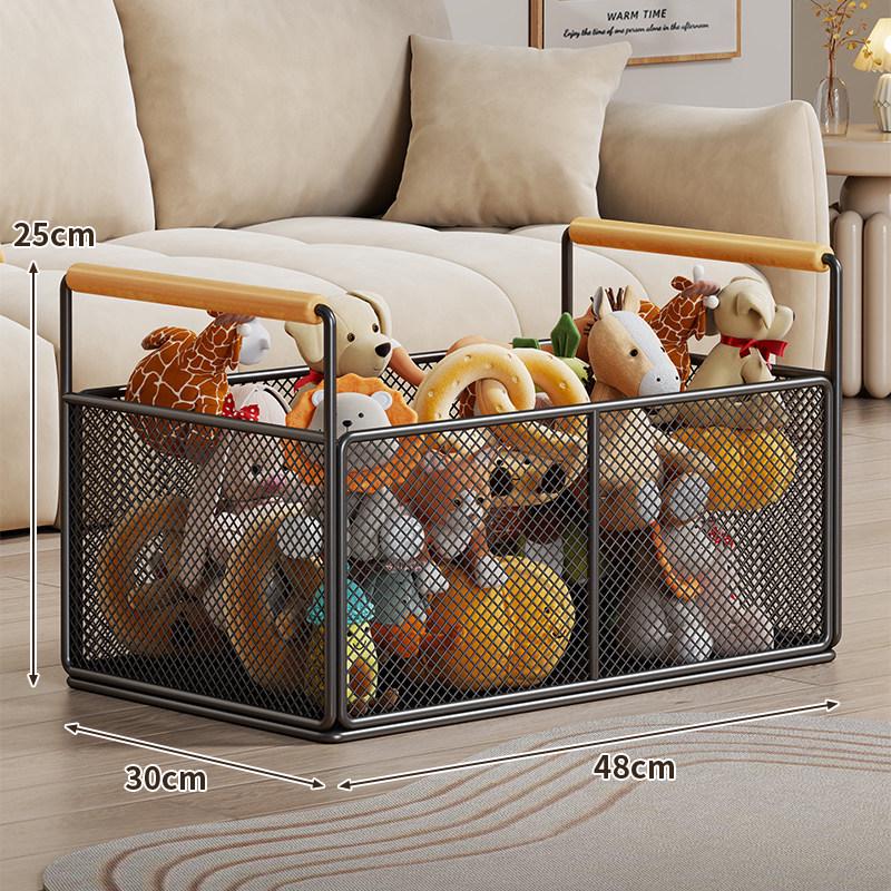 Large Plush Toy Storage Basket with Handles for Children's Dolls