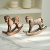 Yousheng Wooden Rocking Horse Figurine Vintage Wood Carving Pony Statue Sculpture Home Office Desktop Decoration Ornament