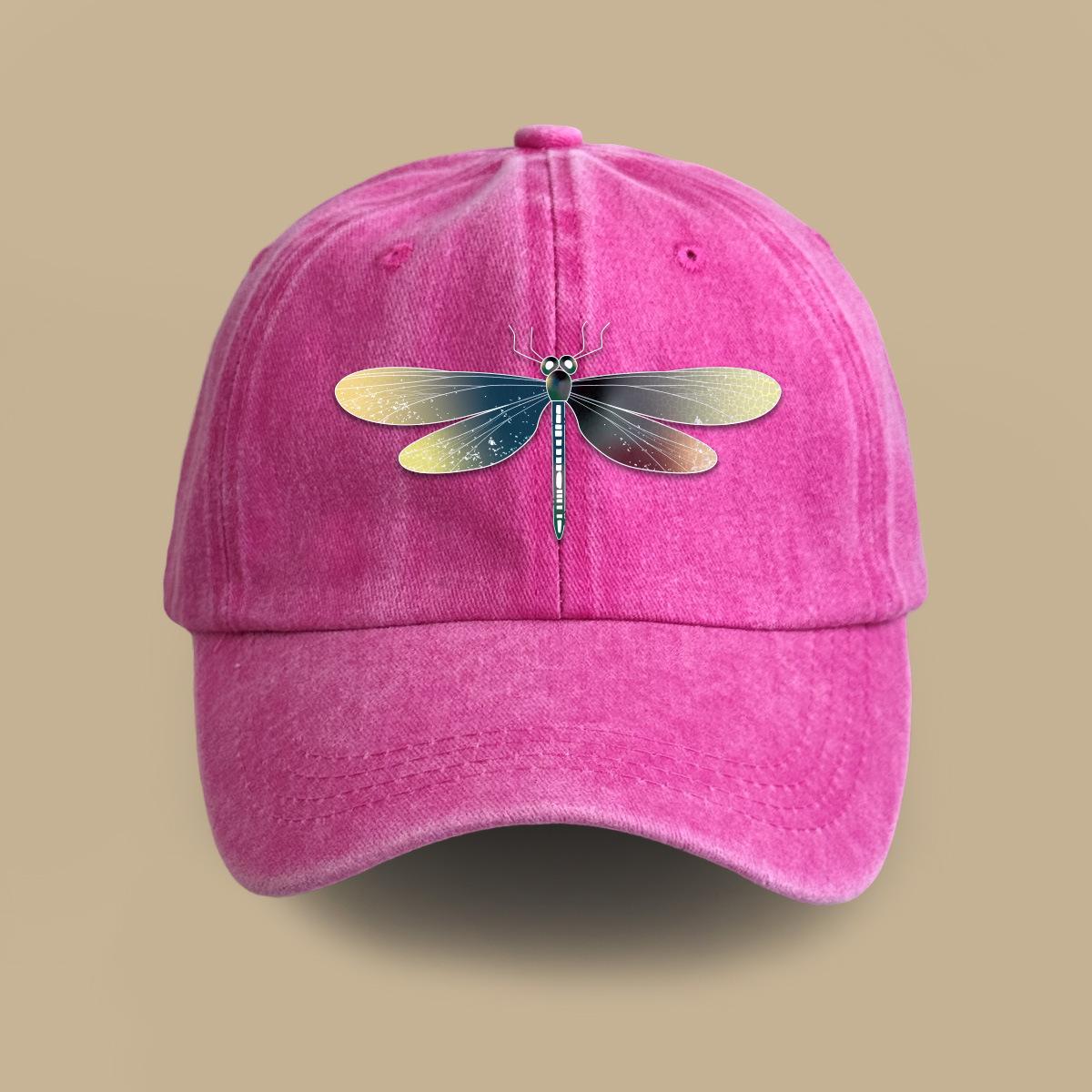 

Кепка бейсболка из стираного хлопка в старом ретро стиле с вышивкой стрекозы, модная мужская и женская, универсальная, для весны и лета, для улицы Adjustable розы красного