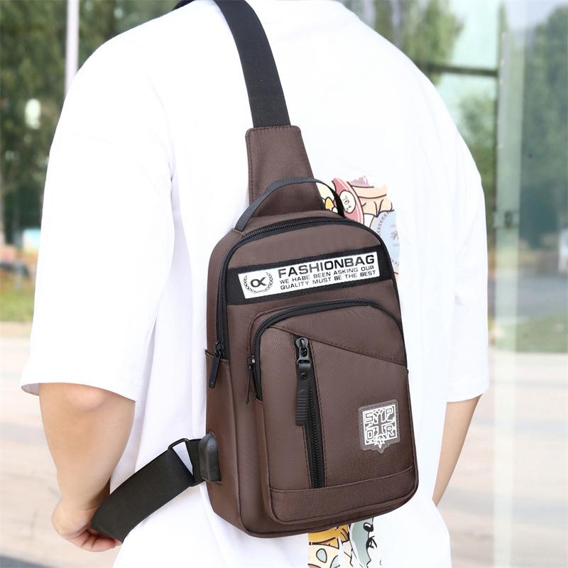 Breast Bag Men's New Lightweight and Trendy Oxford Cloth Shoulder Backpack Outdoor Sports and Leisure Fashion High-end Messenger Bag