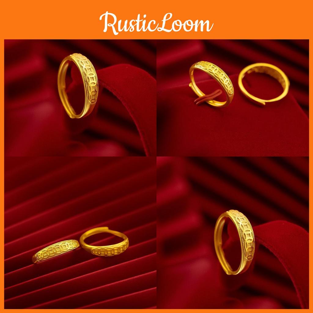 Beautiful Plated Gold Coin Ring For Women Adjustable Size Chic Accessory Ring