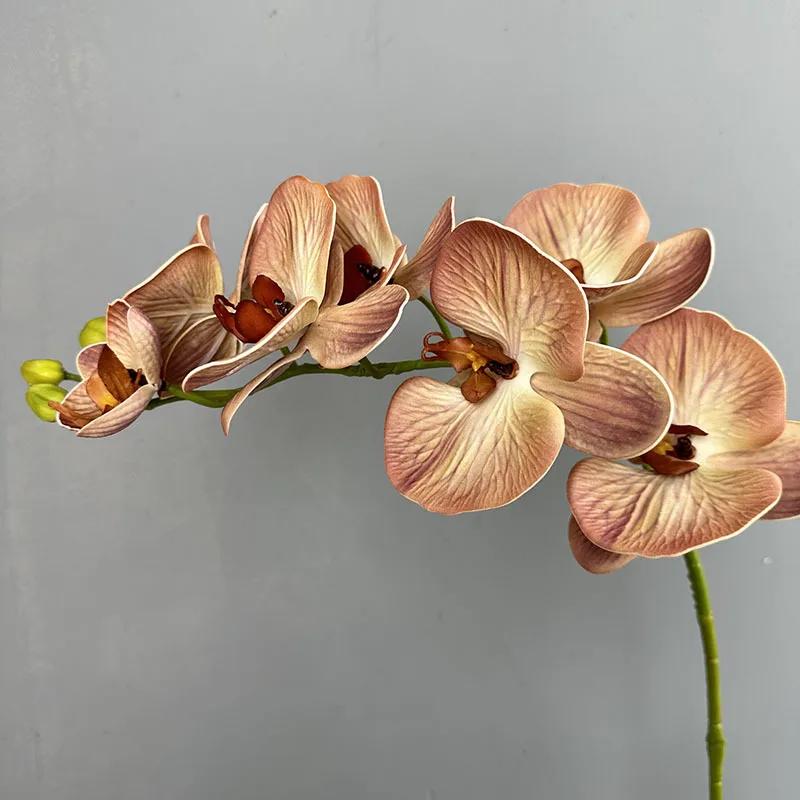 Künstlicher Schmetterlingsorchideen-Zweig mit Real-Touch-Kunstblume Hoteldekoration Silikon-Baumwolle Phalaenopsis Simulationsblumen