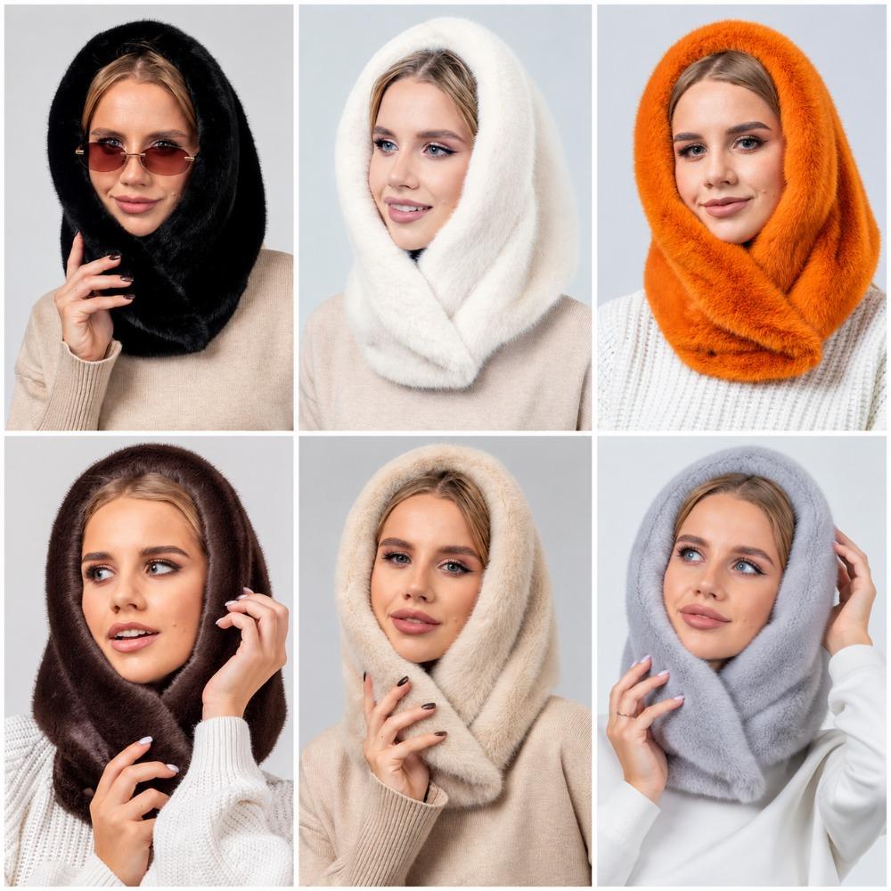 Thick Warm Winter Fur Hat Soft Knitted Hat Scarf New Fur Neck Collar for Women