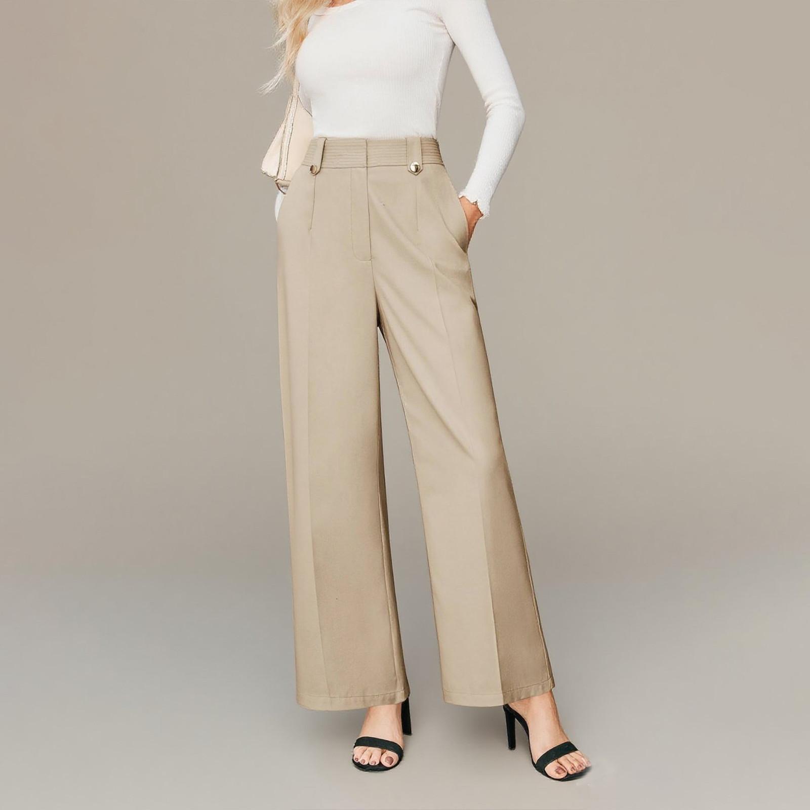 

Женские нарядные брюки для работы, прямые брюки, повседневные брюки-клеш с карманами XL хаки