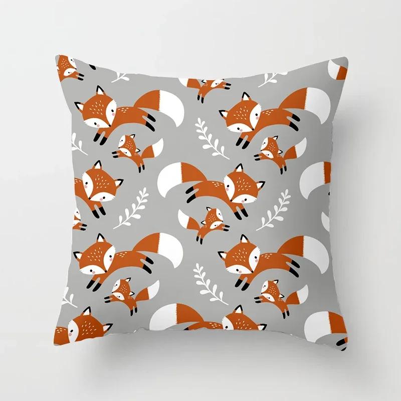 Cartoon Fox Animal Car Pillowcase Polyester cushion covers for living room Throw Pillow Case  Sofa Decoration Pillowcover