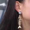 Punk Style Personality Earrings Gothic Geometric Drop Earrings Cool Fish Bone Earrings  Women
