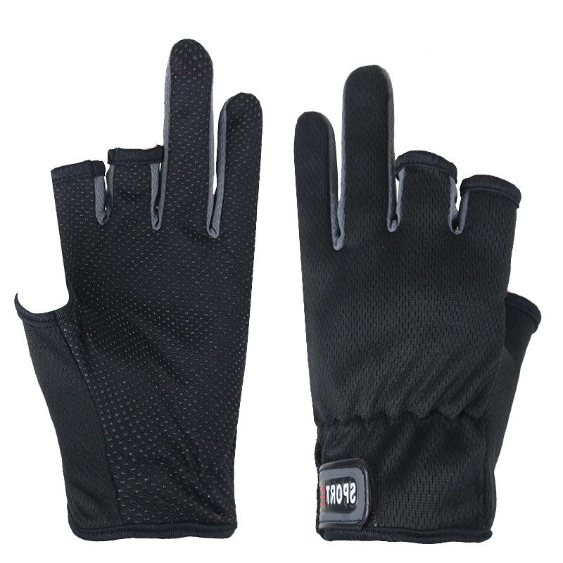 Summer Fishing Sunscreen Gloves Men Breathable Net Design Non-slip Electric Vehicle Bicycle Non-slip Dew Three-finger Touch Screen