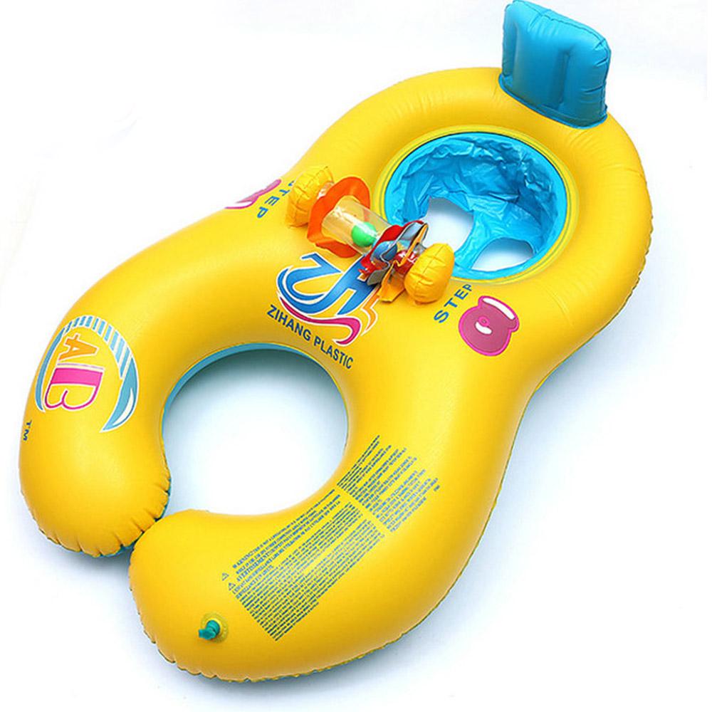 Double Person Swim Circle Inflatable Ring Mother Kids Safety Swimming Pool Inflating Wheels Toys