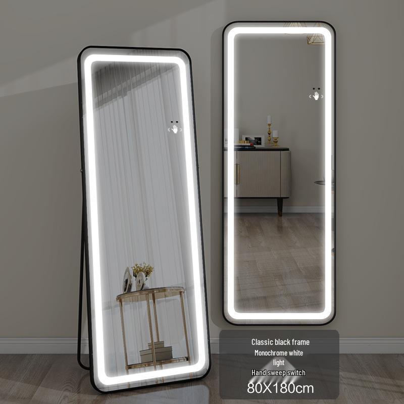 LED Wall-Mounted Full-Length Dressing Mirror with Touch Sensor for Bedroom