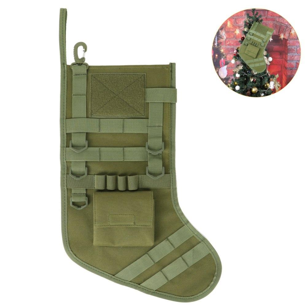 1000D Nylon Hanging Tactical Christmas Gift Socks Outdoor Sports Molle Storage Bag Christmas Stocking For Xmas Tree Pendant