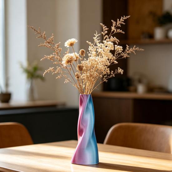Modern 3D Printed Vase, Decorative Spiral Vase, Irregular Shape Flower Vase for Living Room, Shelf, Wedding & Dining Table Centerpiece