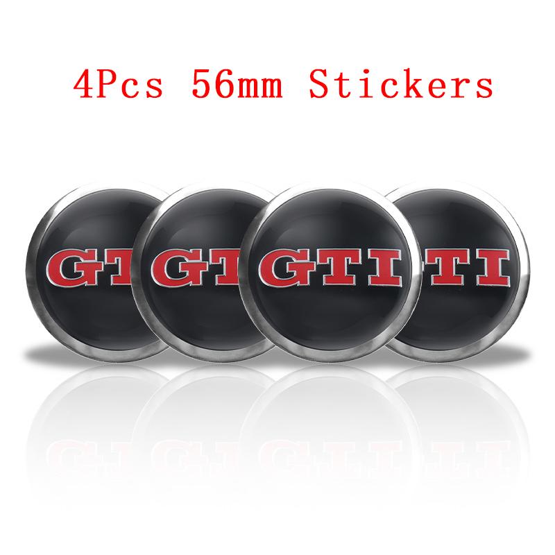 4Pc 55mm 56mm 60mm 65mm Car Wheel Center Hub Cap Rim Cover Stickers For Volkswagen VW GTI R-Line R Polo T5 Golf Passat Scirocco