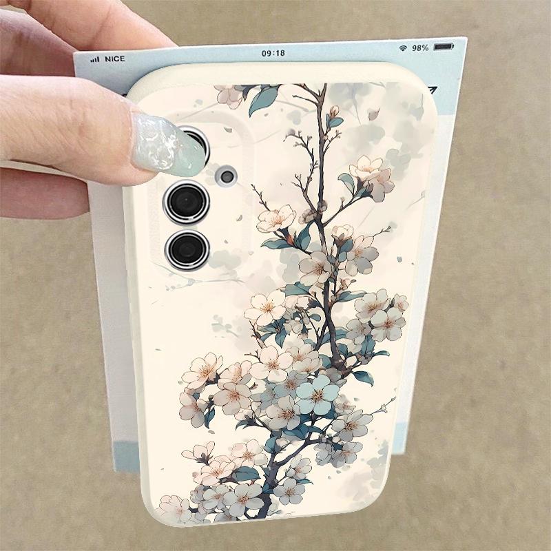 Book Flowers Print Case For Samsung A18 A57 A37 A17 A56 A36 A26 A16 A55 A35 A25 A15 A54 S21 FE S22 S23 S24 Plus S25 S26 Ultra Silicone Cover