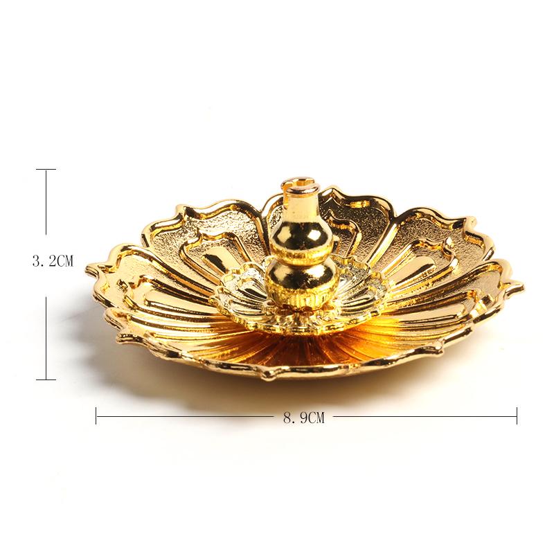 Alloy Incense Burner Stick Holder Buddhism Lotus Line Incense Plate Coil Base