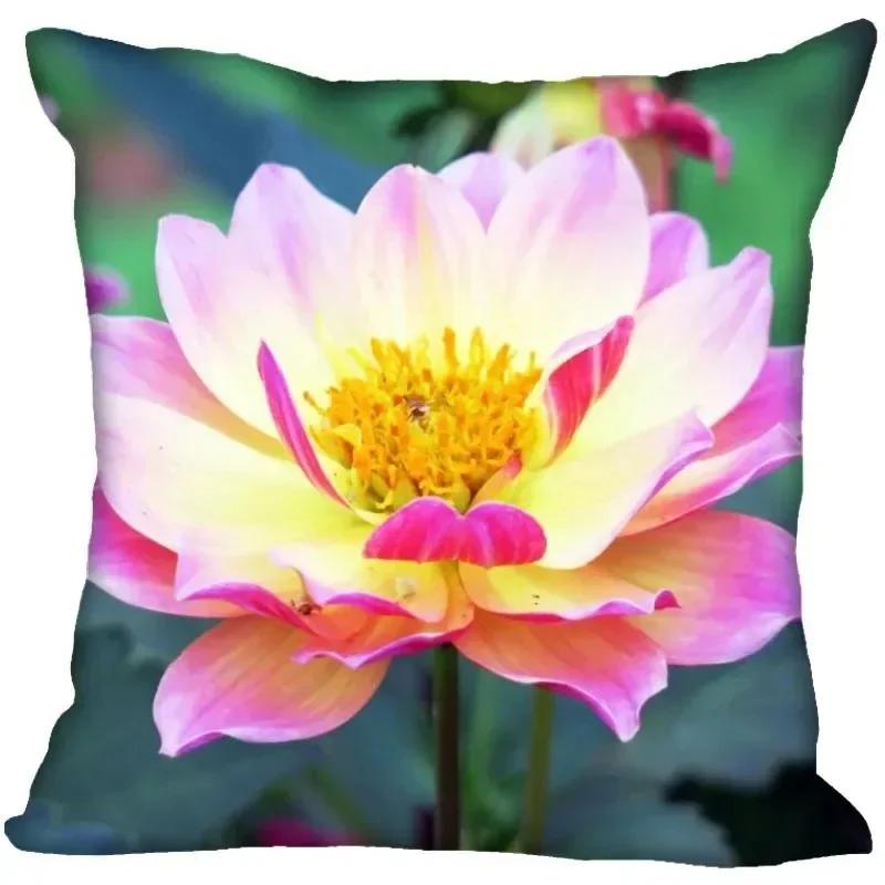 Luxury Home Decor Pillowcase Lotus Painting Art Pillowcase Living Room Sofa Cushion Cover