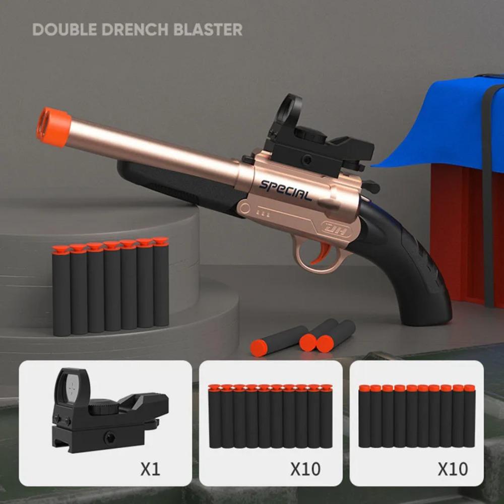 Dwulufowa S686 Manualna Pistolet Zabawkowy na Miękkie Kulki Blaster na Piankowe Strzałki Plastikowy Bezpieczny Model do Strzelania Zabawki dla Chłopców Dzieci Gry
