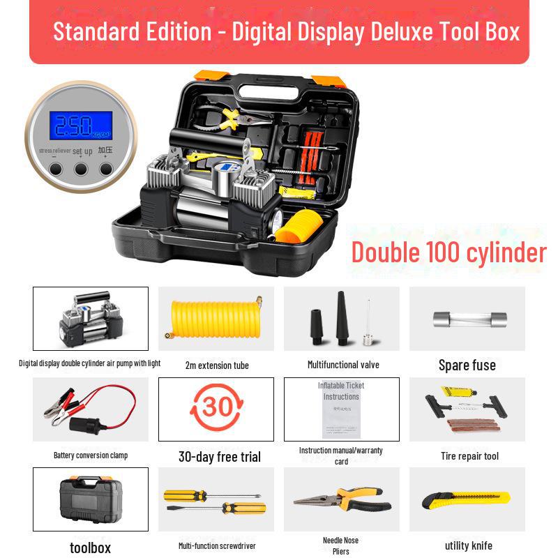 Portable Dual-Cylinder High-Power 12V Car Tire Air Pump