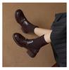 Women's Soft Leather Knit Sock Ankle Boots with Round Toe and Thick Sole, Plus Velvet Lining