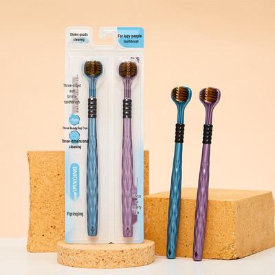 Spazzolino da denti familiare a tre lati con setole morbide ecologico