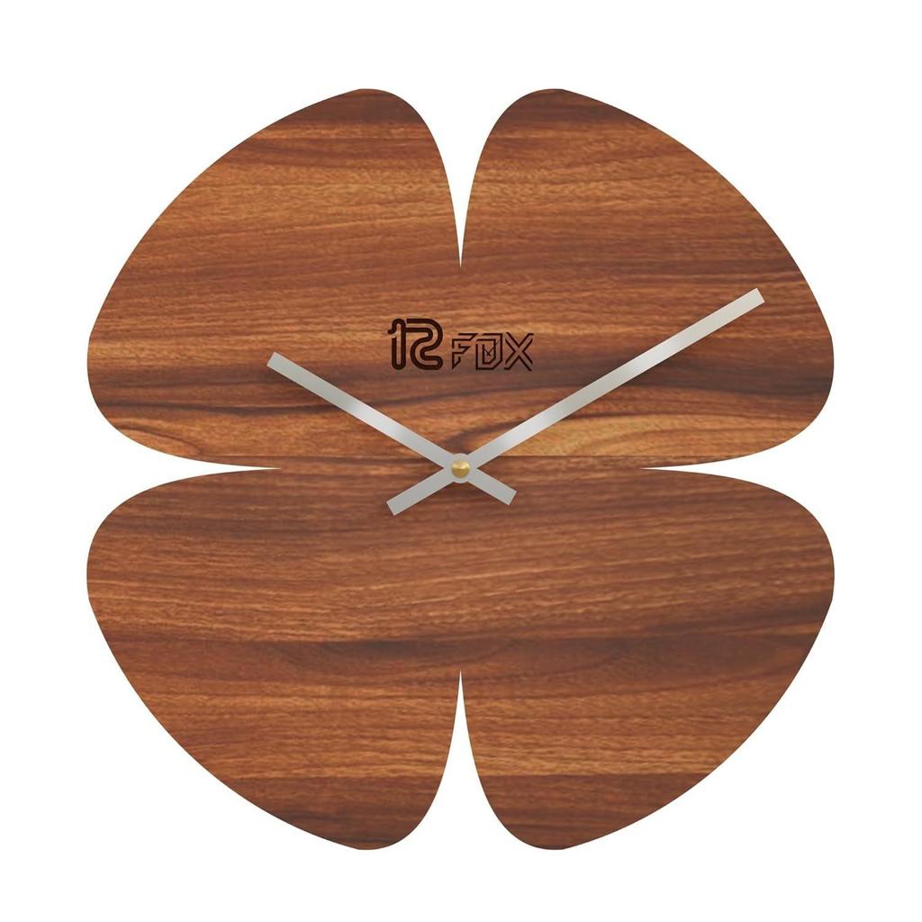 Floral Design 12 Inch Handcrafted Stylish Elegant Analog Wooden Wall Clock for Living Room Hall Bedroom Office Gifting Asian Red Textured Wood