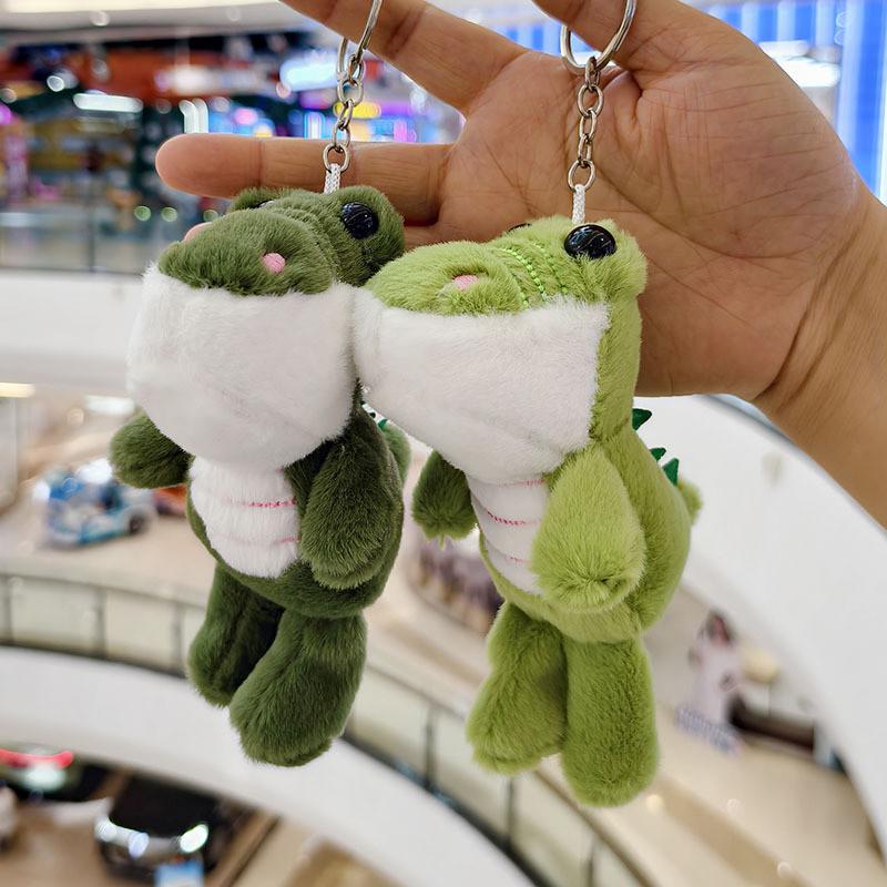 Cartoon Cute Green Crocodile Soft Plush Keychain Pp Cotton Filling Gift Bags