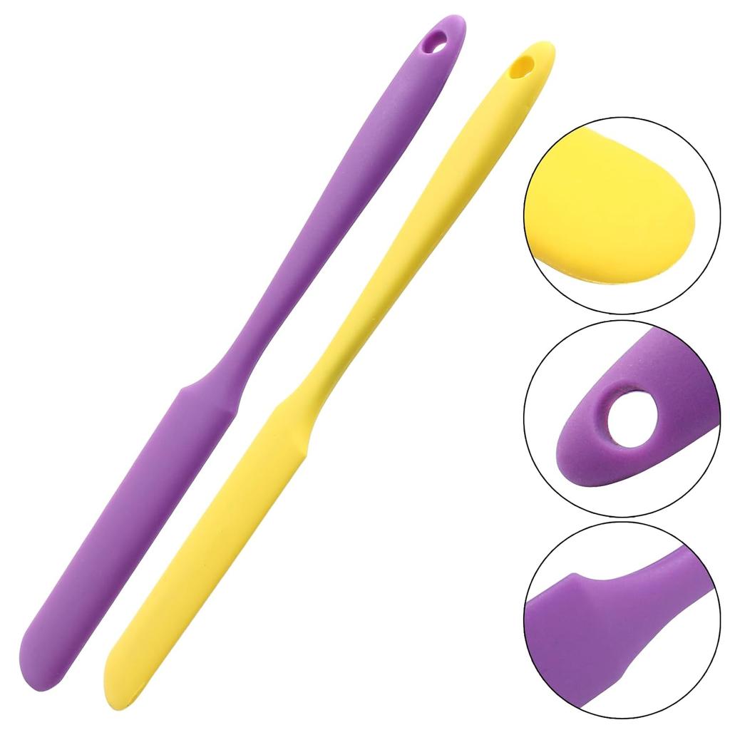 3 Pieces Silicone Waxing Spatula Non Stick Wax Spatulas Resin Popsicle Sticks Hair Removal Waxing Applicator Non-Stick Kitchen Scraper (Orange,