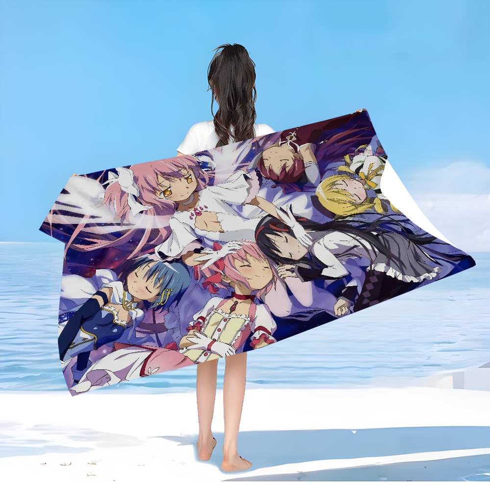 P-Puella Magi Madoka M-Magica Microfiber Beach Towel Absorbent Quick Dry Soft Yoga Swimming Resort Mountain Climbing Towel