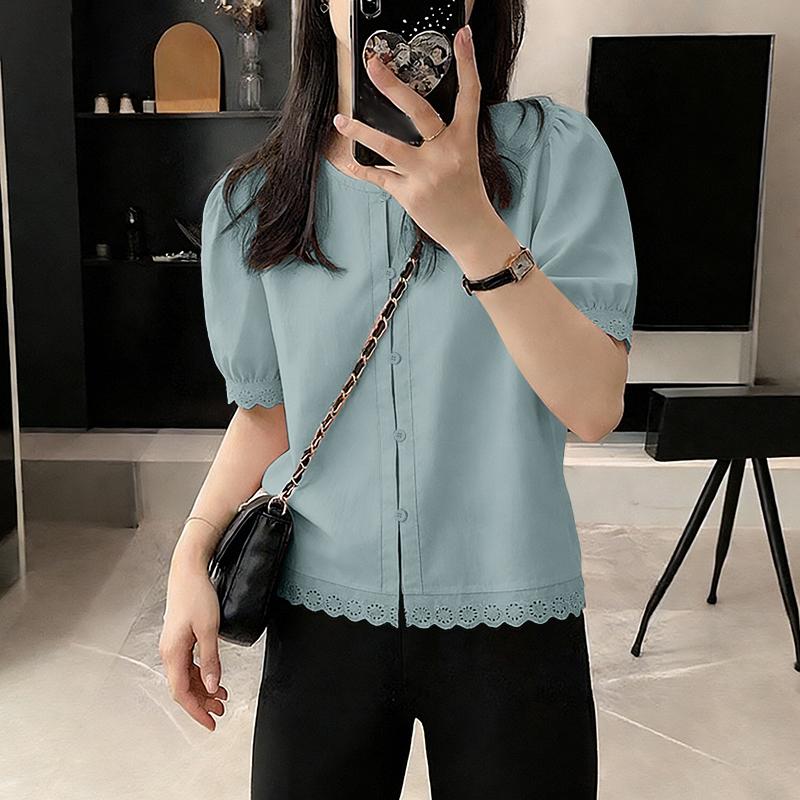 ZANZEA Dam Casual Rund Hals Sommar Kortärmad Blus