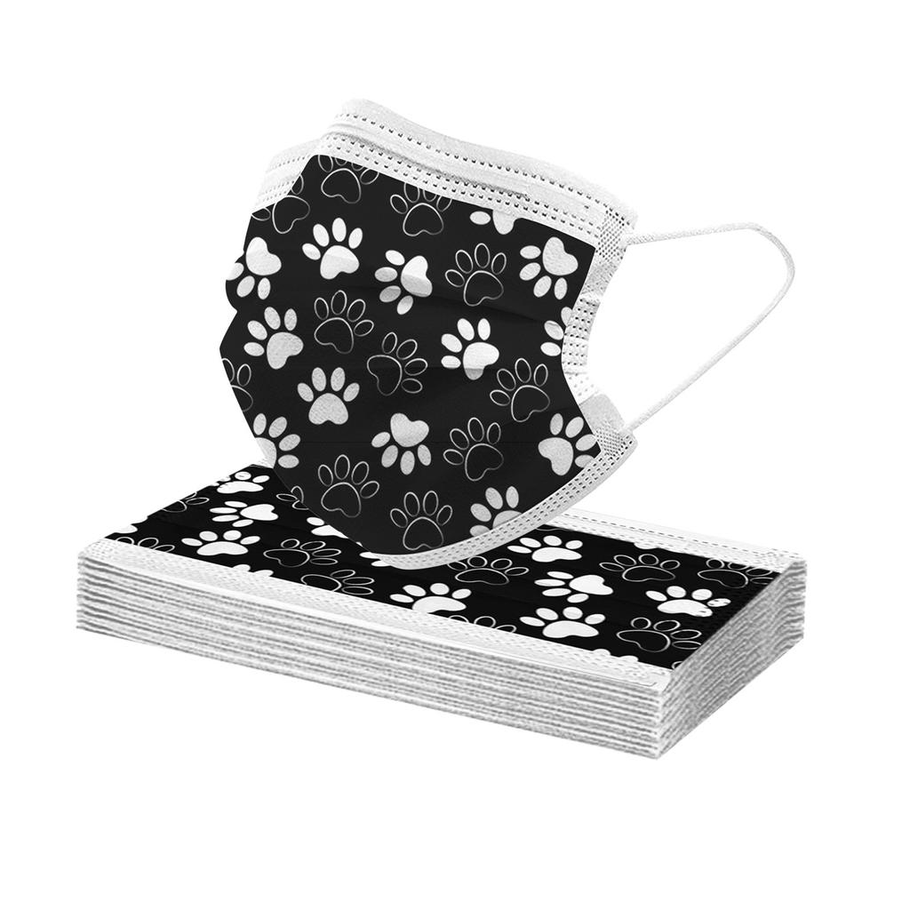 50PCS Adults Cute Casual Cat Prints Breathable 3 -Layer Disposable Mask