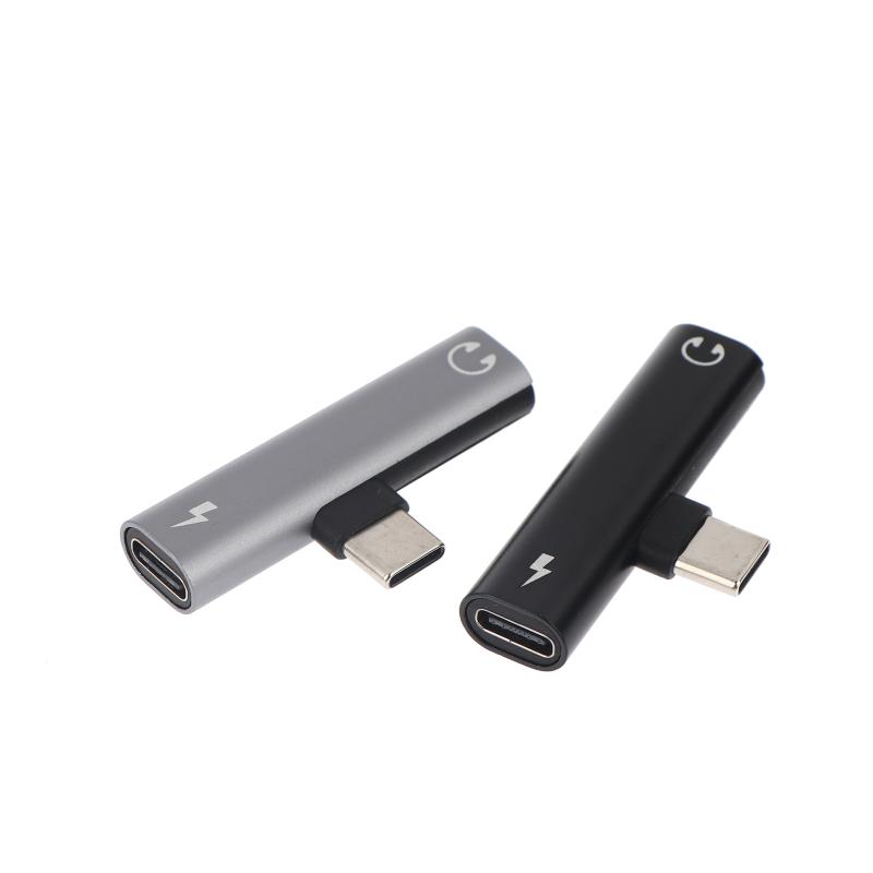 Type-C Dual 2-in-1 Audio Charger Adapter Listen To Songs Charge Simultaneously For Android USB C Phones Office