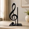 Musical Note Bookend with Flat Base Decorative Vertical Book Stoppers for Bookshelf, Desktop, Holiday Party Displays