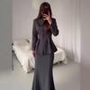  Cross-border European and American Autumn New Cardigan Button Suit Socialite Long-sleeved Top Hip Skirt Women's Clothing