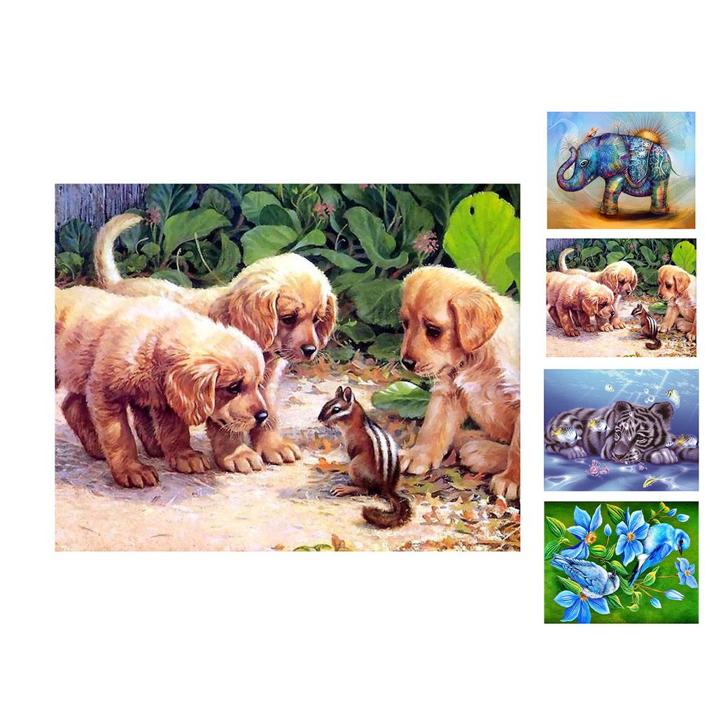 5D DIY Elephant/Dog/Tiger/Bird Pattern Diamond Painting Round Resin Crystal Embroidery Picture Home Decorative Stitch