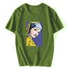 Unisex tshirt Lichtenstein Girl With A Pearl Earring Tshirt Women T Shirt Unisex Cotton Tees Tops Hip Hop Harajuku Streetwear